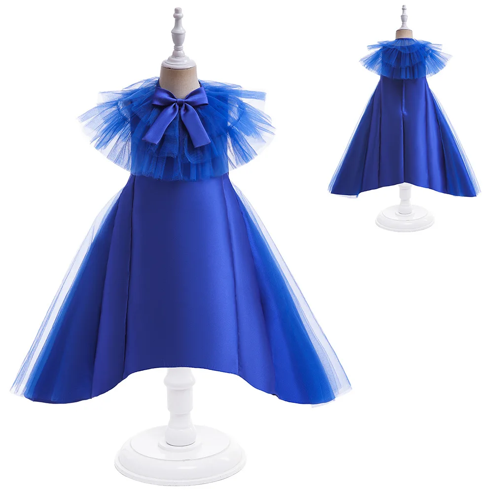 

New Tulle Ruffles Royal Blue Junior Bridesmaid Dress Children Formal Party Gowns Birthday Party Elegant Dress For Girl Toddler