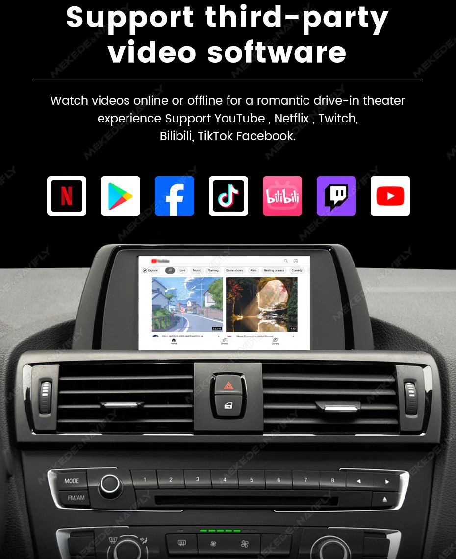 MEKEDE Neu eingetroffen: Original-Automobilmodul, aufgerüstet für BMW Serie 1 2 3 4 5 6 7 X1 X3 X4 X5 MINI E60 E80 E70 F25 F20 F30 F25 CIC NBT Vo Box CarPlay Set-Top-Box ohne Auto-Android-Unterstützung, YouTube, HDMI-IN, 1080P-Kamera – Detail 20