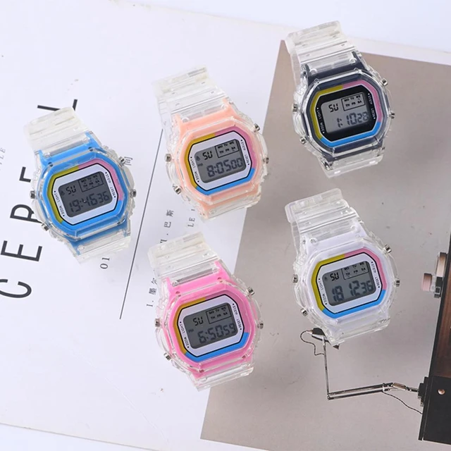 Fashion Watch Women Men Gold Casual Transparent Digital Sport Watches  Lover's Gift Clock Children Wristwatch Female