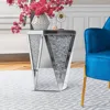 Silver Mirrored End Table, Crystal Inlay Side Table Accent Table, Small Mirrored Coffee Table for Living Room 3