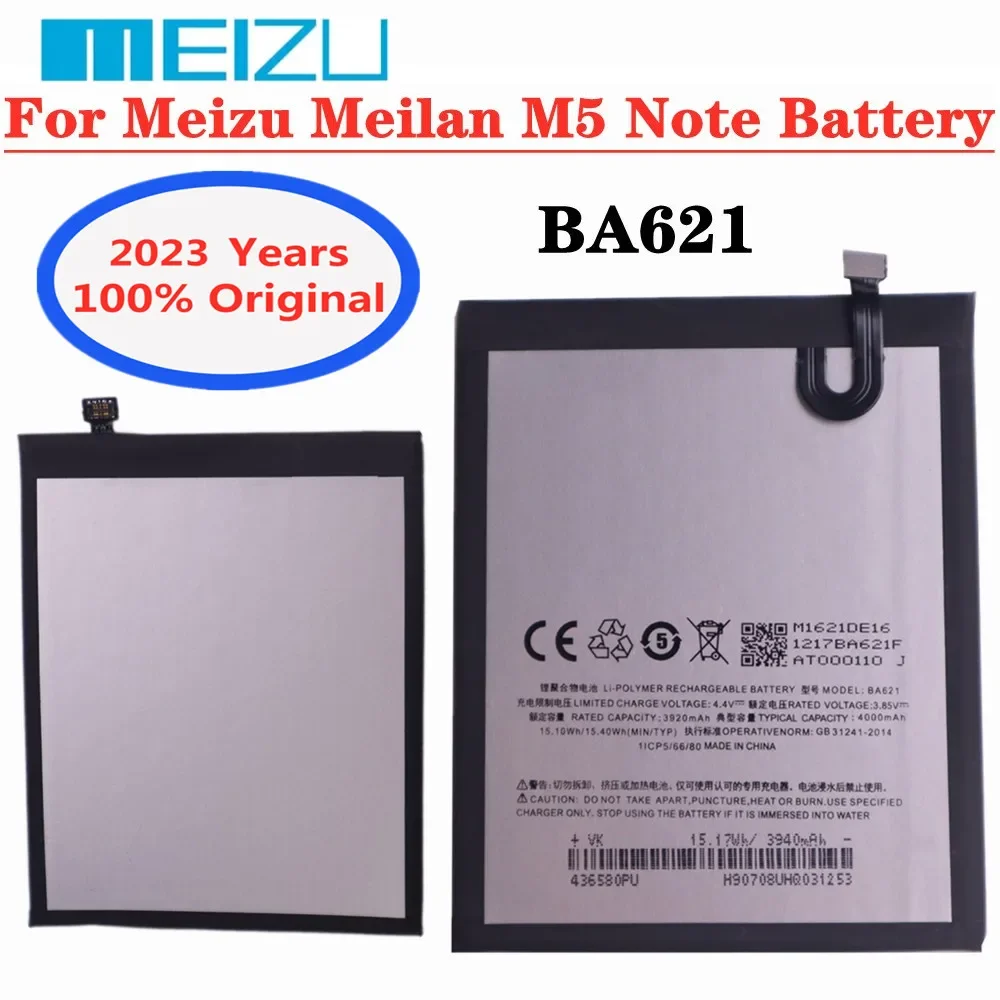 

2023 years 100% Original Battery For Meizu M5 Note 5 Note5 M621H M621M M621N M621Q 4000Ah BA621 High Quality Battery In Stock