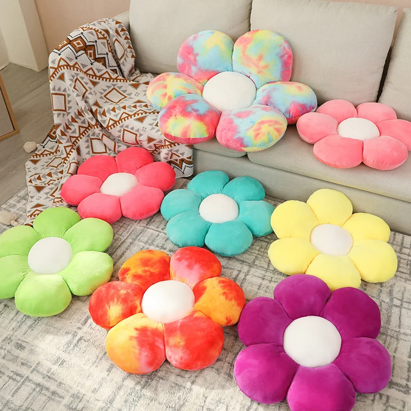 

30/50/70CM INS Cute Colorful Flowers Plush Cushion Lovely Nap Pillow Butt Pad Stuffed Soft Home Decor Toys Xmas Gifts