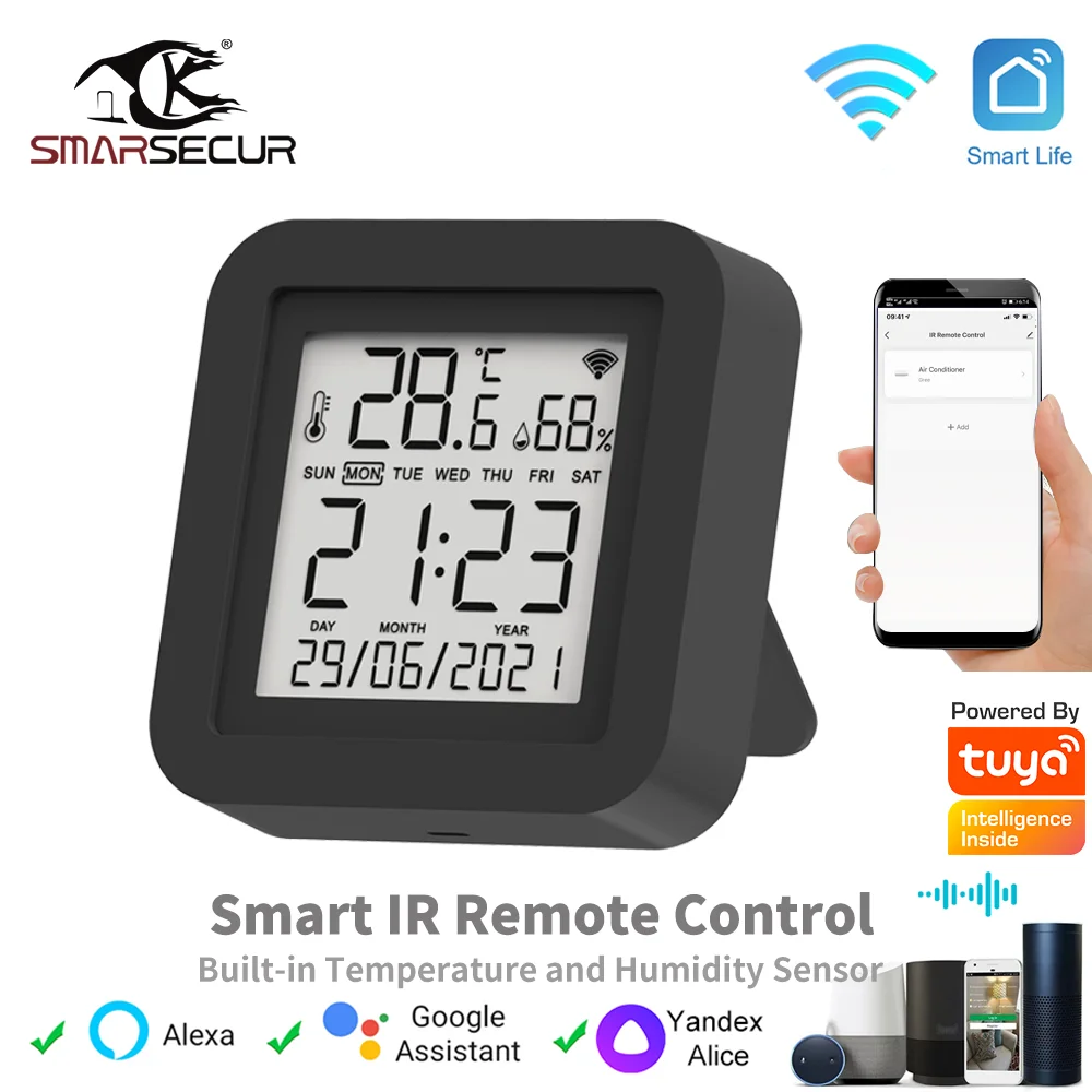 

Tuya Smart WiFi Universal IR Remote Temperature Humidity Sensor for Air Conditioner TV AC Works with Alexa,Google Home Yandex