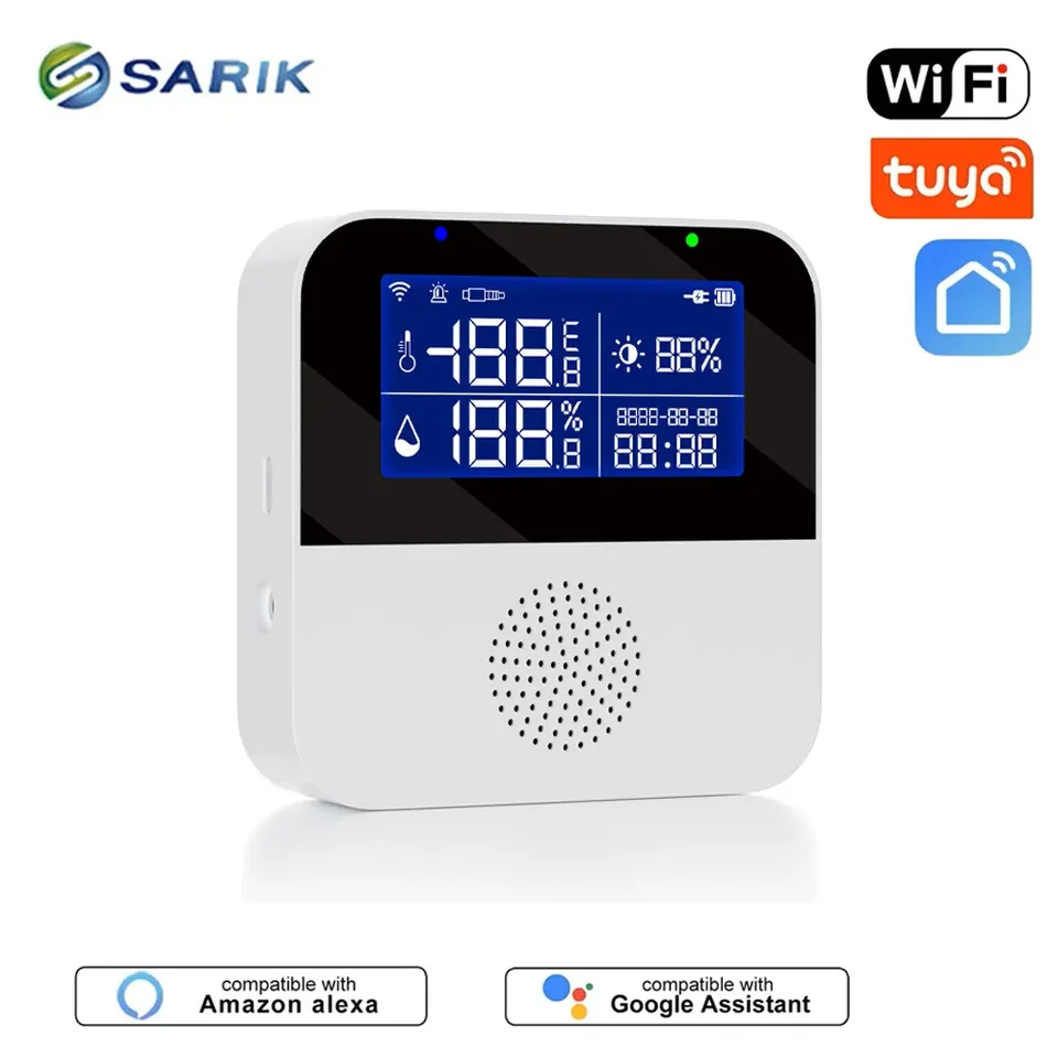 Wireless Temperature Humidity Sensor LCD Display Humidity Monitor Indoor for Smart Home SmartLife Support Alexa Google Assistant