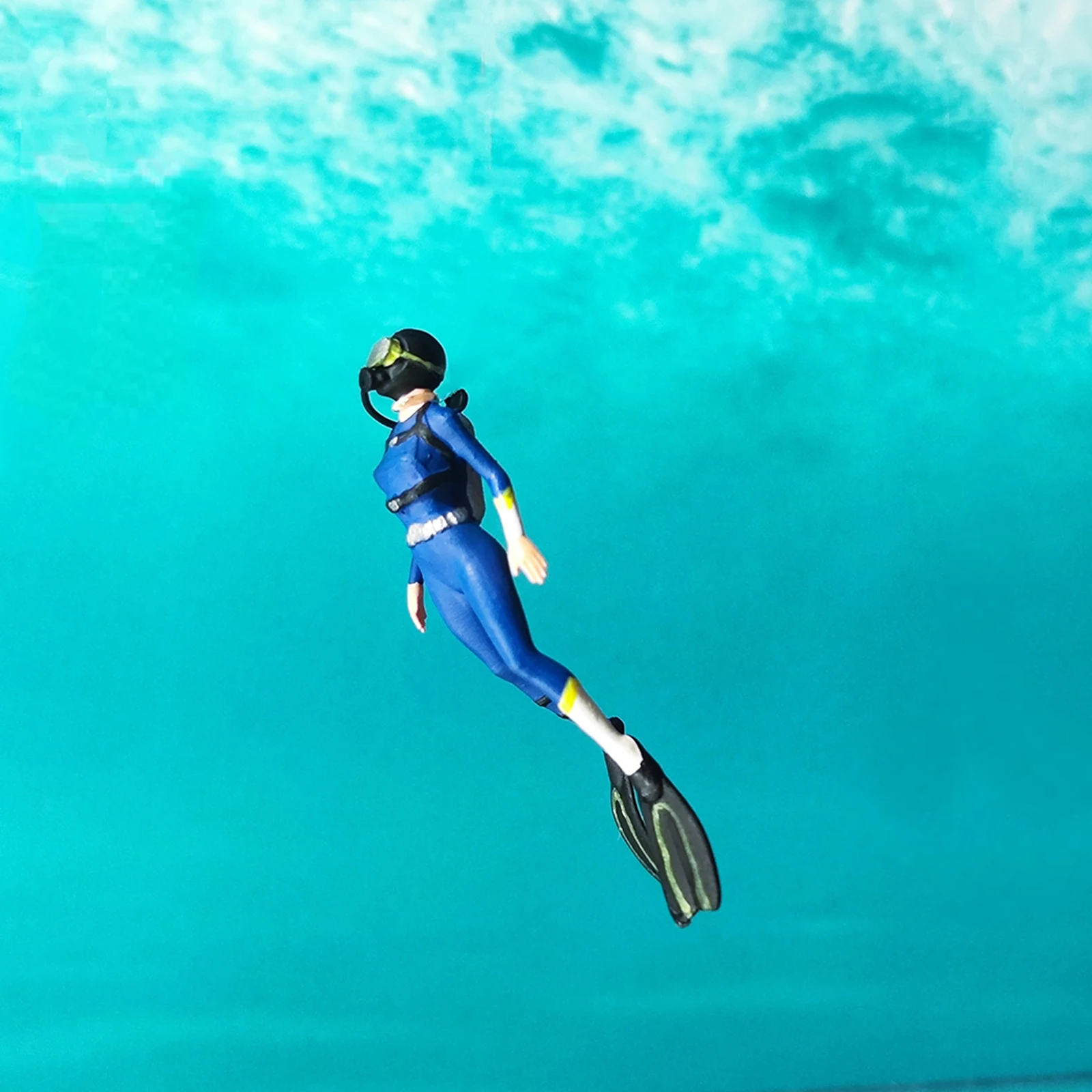 3 Pieces 1/64 Scale Miniature Model Figure Resin 1/64 Scale Diving Figurine for Sand Table Decoration Micro Landscape Building 6