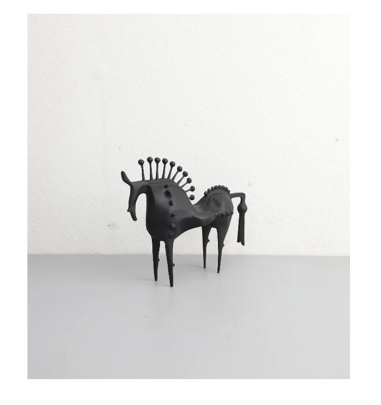 Thorn Horse Black Metal Abstract Statue