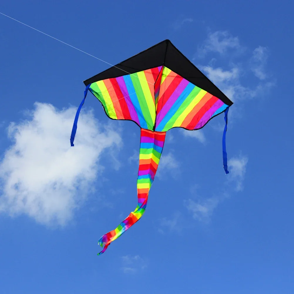 Single Line Kite with Long Tail Diamond Shaped Kite Easy To Fly Colorful Flight Kite Enhance Coordination for Children Kids Toys