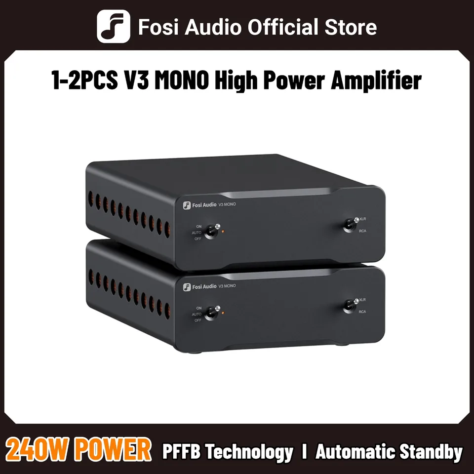 Fosi Audio V3 Mono Stereo Power Amplifier 2/2.1/3/4/5 Channel