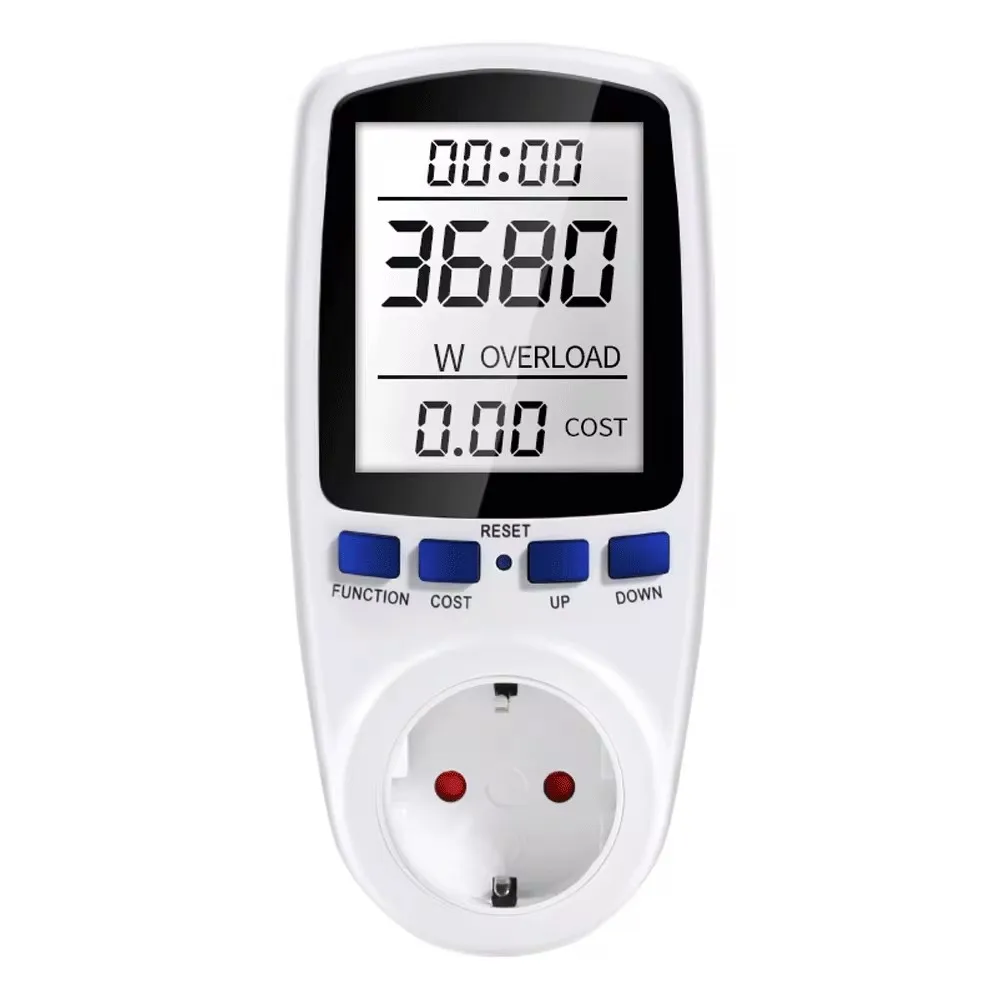 Power Meter Digital Power Meter Wattmeter Electricity Usage Monitor Voltage Voltmeter Ammeter Socket Tester Energy Meter White Backlight