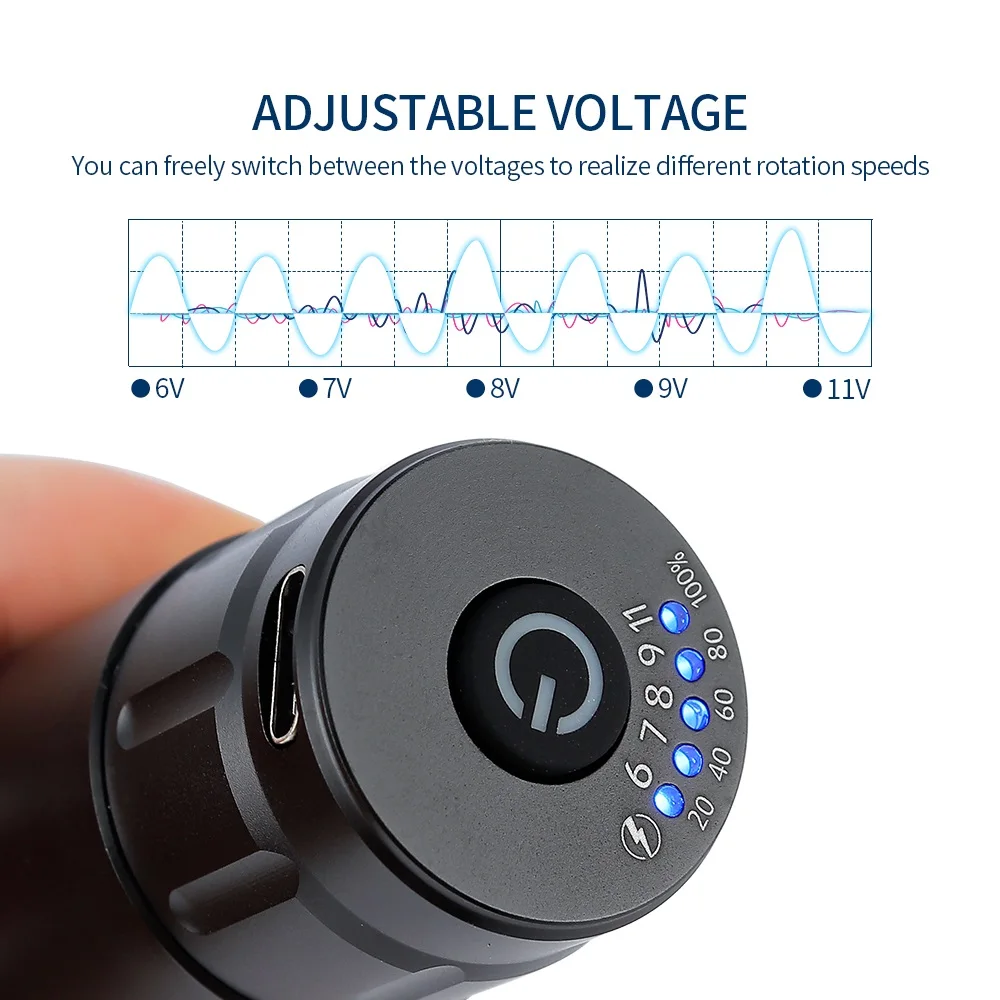 1200mAh Tattoo Pen Battery RCA Connector Mini Wirseless Power Supply For Tattoo Rotary Machine Pen Voltage Display Type-C