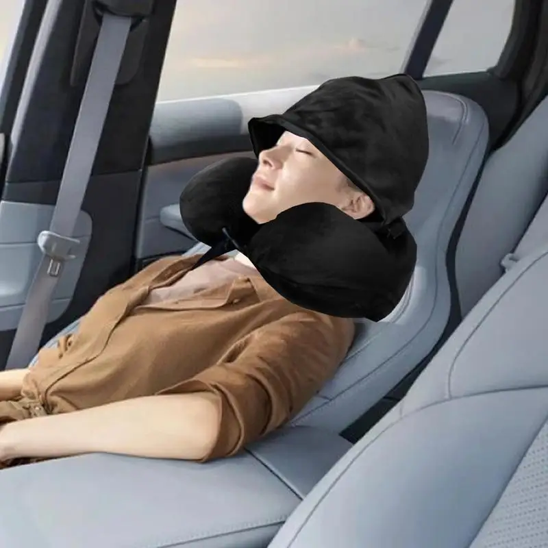 Hoodie Travel neck pillow storage bag Stuffable Neck Pillow Refillable Pillows Sleeper Hold Pillow Neck Support Car Headrest 5