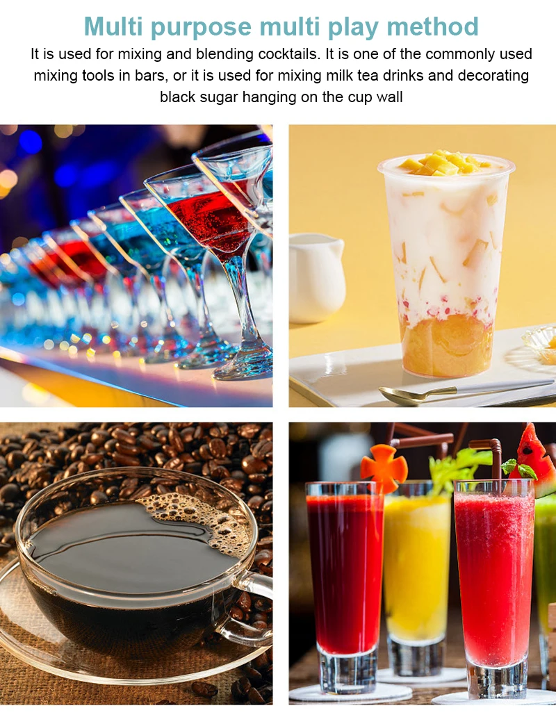 Description Picture 2 of itemStainless Steel Cocktail Bar Spiral Drink Shaker Muddler Stirrer Cocktail Mixing Stick Milk Tea Coffee Mixing Stick Bar Tool