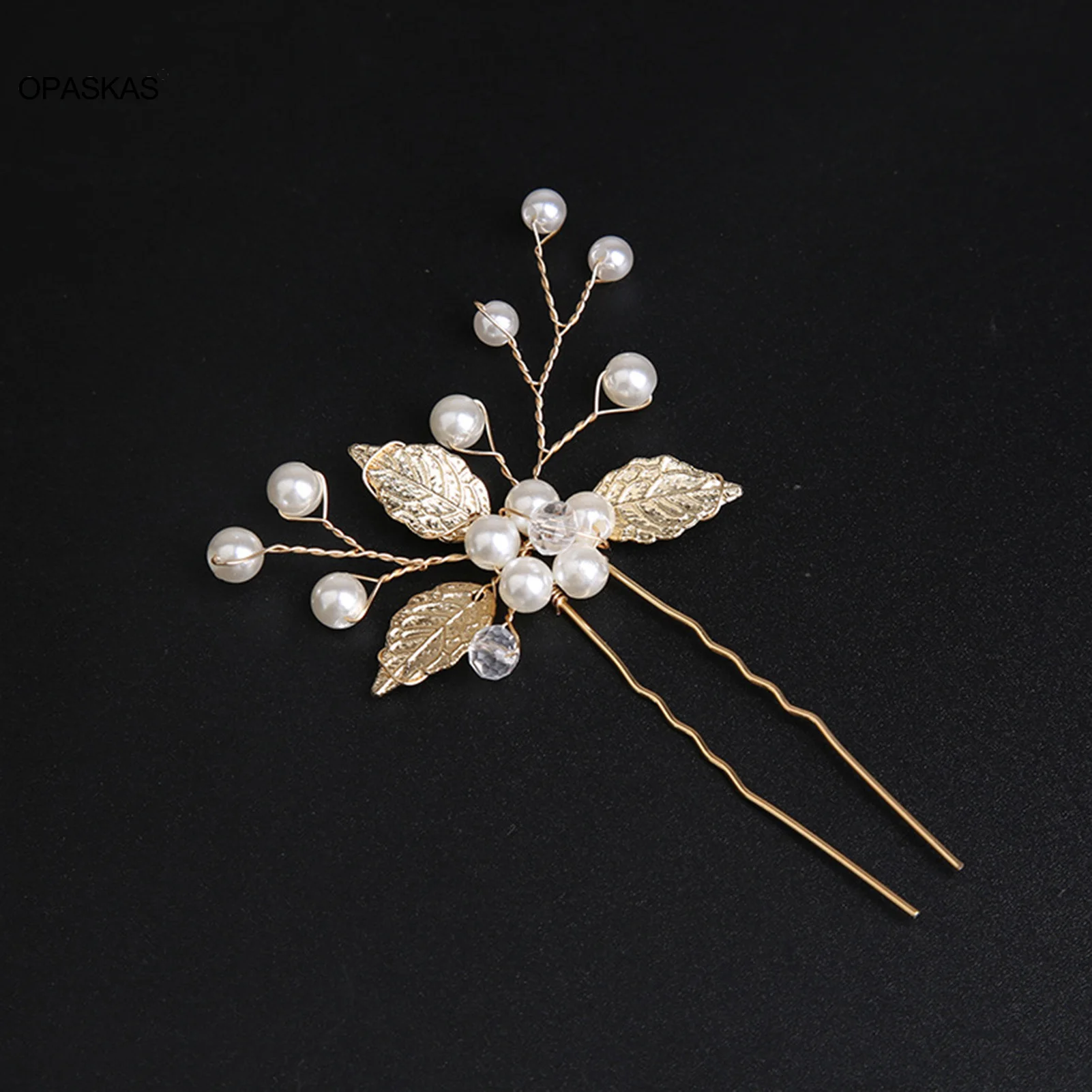 Hair accessory Pearl Flower Hairpin Side Comb Sets Wedding Hair Accessories Leaf Shaped Tiaras Bride Insert Hair Clip Jewelry Fashion Headwear
