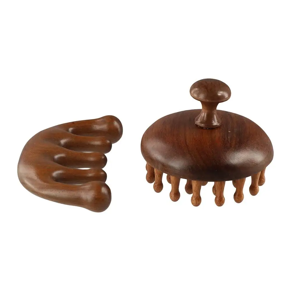 Scalp Relax Meridian Massage Comb Blood Circulation Anti-static Sandalwood Hair Comb Sandalwood Wooden Handle