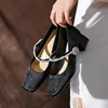 2025 Spring New Chinese Embroidery National Style Square Toe Mary Jane Women's Shoes Chunky Heel Rhinestone Strap Single Shoes 2