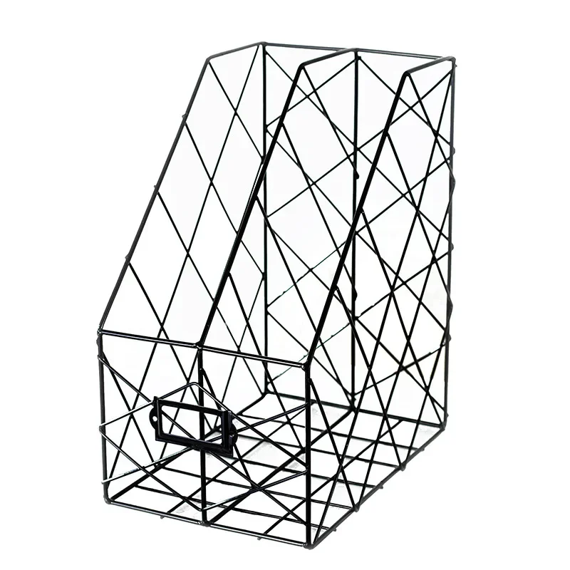 북유럽 단조 다리미 그리드 파일 거치대, 간단한 단일 레이어 책상 선반, 탄창 책 보관 랙, 가정 사무실 문구 정리함