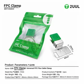 Morsetto universale 2UUL FC01 per cavo flessibile FPC 40x16x54mm 17g per riparazioni e fissaggio cavi a nastro di touch ID e pulsanti Home su schermi di telefoni cellulari