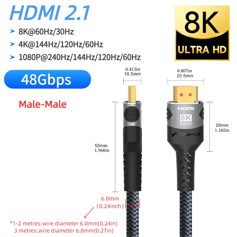 Ultra High-Definition HDMI Cable - Enhanced 16K/8K/4K Visual Experience