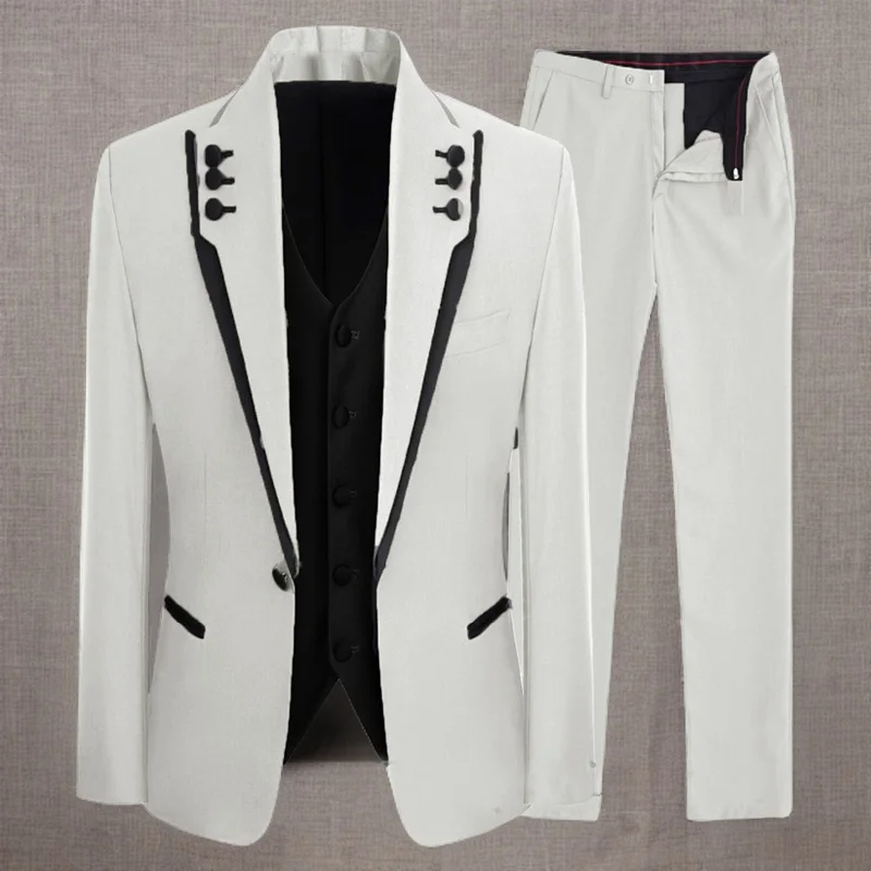

White Formal Men Suits 3 Piece Tuxedos for Men Custom Made Party Groom Wedding Costume Homme Best Man New Arrival 2023