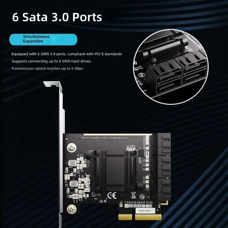 금속 커버가 있는 빠른 속도의 6Gbps PCIE SATA3.0 어댑터 카드로 내구성과 안정성이 향상됩니다.