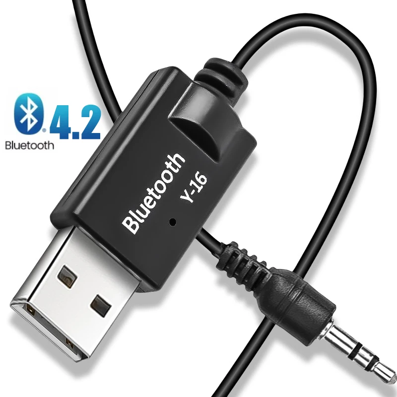 Bluetooth 4.2 Car Audio Receiver Hands-Free USB to 3.5mm Jack Aux Car Adapter for TV Amplifier PC Headphones Home Stereo