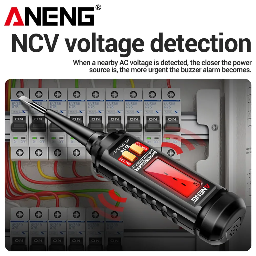 ANENG B16 스마트 전문 유도식 전압 테스터 펜 AC 12-300V 테스터 NCV 센서 전선 감지기 브레이크포인트 찾기 도구