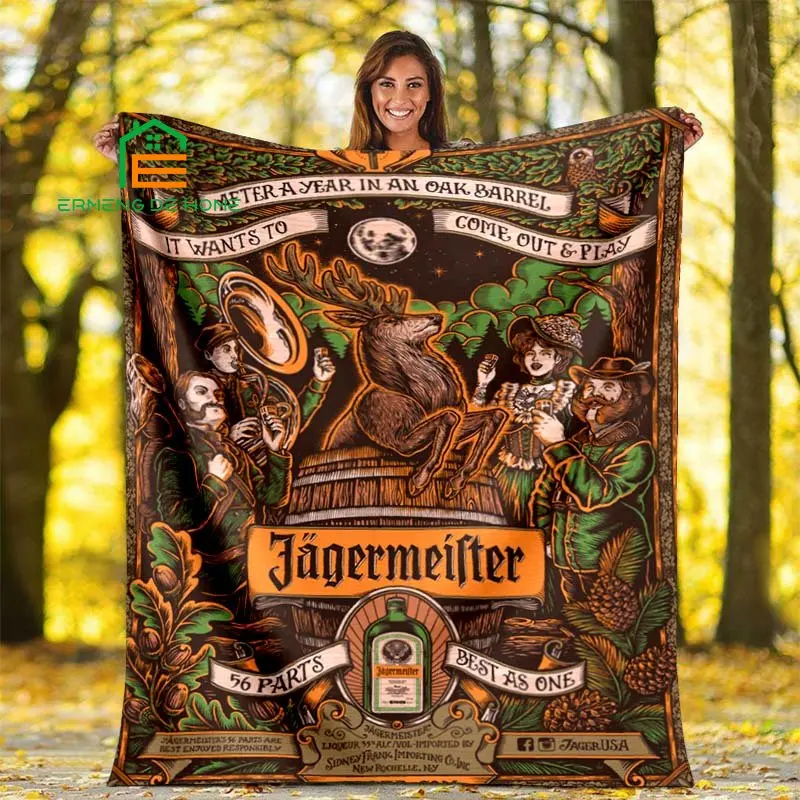 

Одеяло с рисунком оленя Jagermeister, теплое одеяло для дома, пикника, путешествия, офиса, самолета для взрослых, детей, пожилых 5 размеров