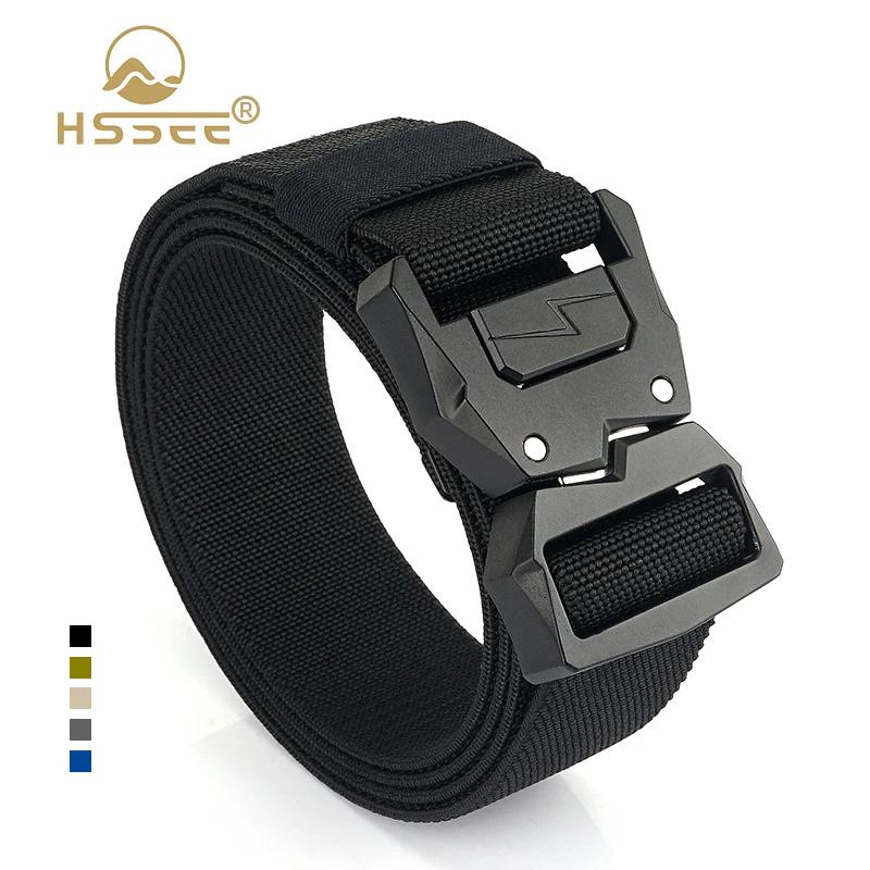 

HSSEE New Tactical Outdoor Elastic Belt for Men Metal Buckle Quick Release Military Combat Belt Male Casual Belt Waistband Gift
