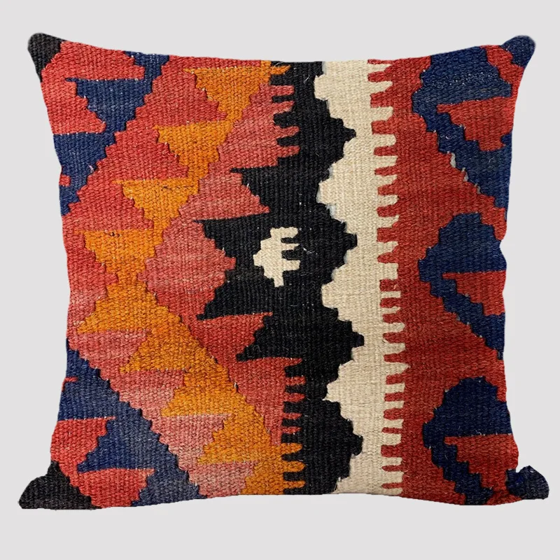 Bohemian Patterns Linen Cushions Case Multicolors Abstract Ethnic Geometry Print Decorative Pillows Case Living Room Sofa Pillow 