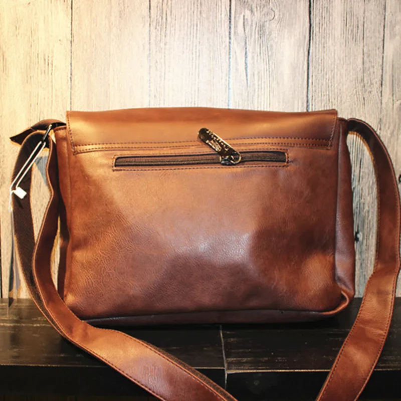Vintage Flip Men's Shoulder Bag PU Leather Large Capacity Messenger Bag Fashion Man Crossbody Bag Casual Travel Sling Bag