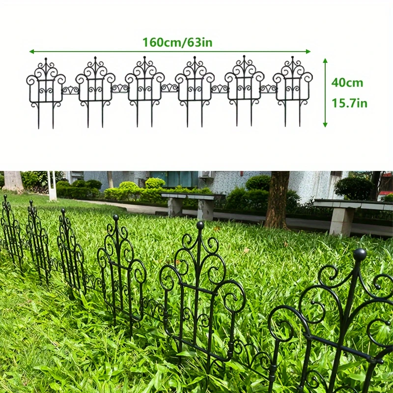 6pcs Garden Fence-Enhance Your Outdoor Space with European Plastic Fence & Imitation Iron Art Balcony Garden