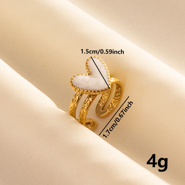 Bagues ouvertes bohème en émail blanc, couleur or, luxe, irrégulier, en acier inoxydable, réglable, bijoux de charme pour femmes, cadeaux