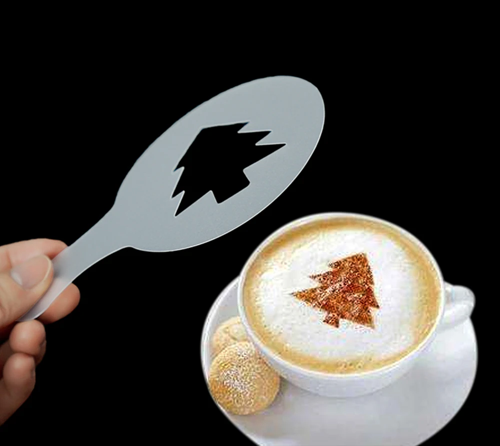 Description Picture 6 of item16PCS Plastic Cafe Foam Template Barista Stencils Mold Coffee Art Needles Stainless Steel latte Garland Needle Powder Sprinkle