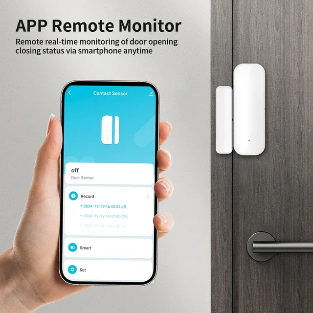 TNCE Tuya Door Window Sensor wifi/zigbee, Open Close Detector Home Security Alarm System, Smart Life Remote Control alexa google 2