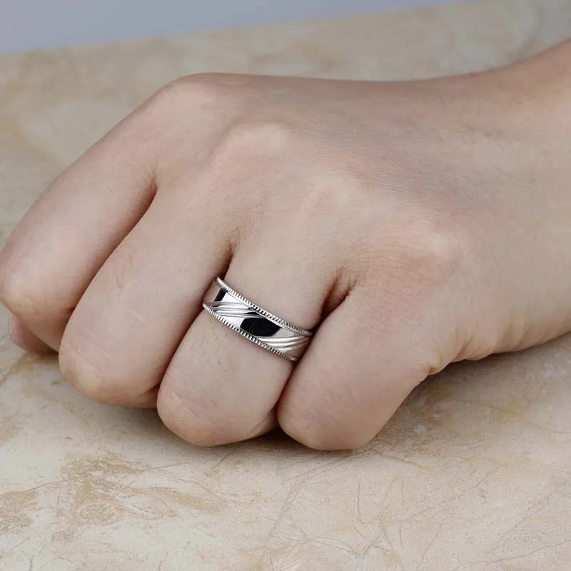 Stainless Steel Finger Rings For Women Men Silver Color Round Trendy Jewelry Band Width 6MM Size 7 8 9 10