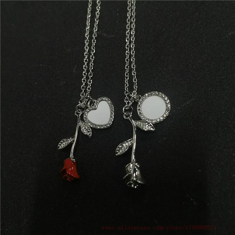 

sublimation blank photo flower necklaces pendants for Mother's Day hot tranfer printing consumable 15pcs/lot
