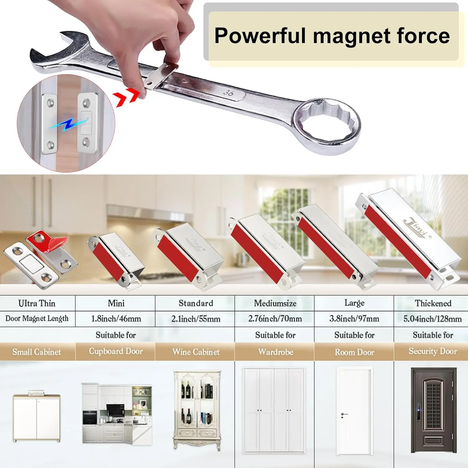 Ultra-Thin Magnetic Cabinet Latch Set - Pack of 4