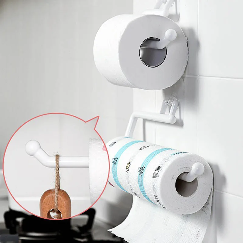 Paper Towel Holders Punching-free Tissue Holder Wall-mounted Towel Storage Rack Dish Cloth Holder For Kitchen Bathroom Supplies wall mounted hook rack towel hook rack