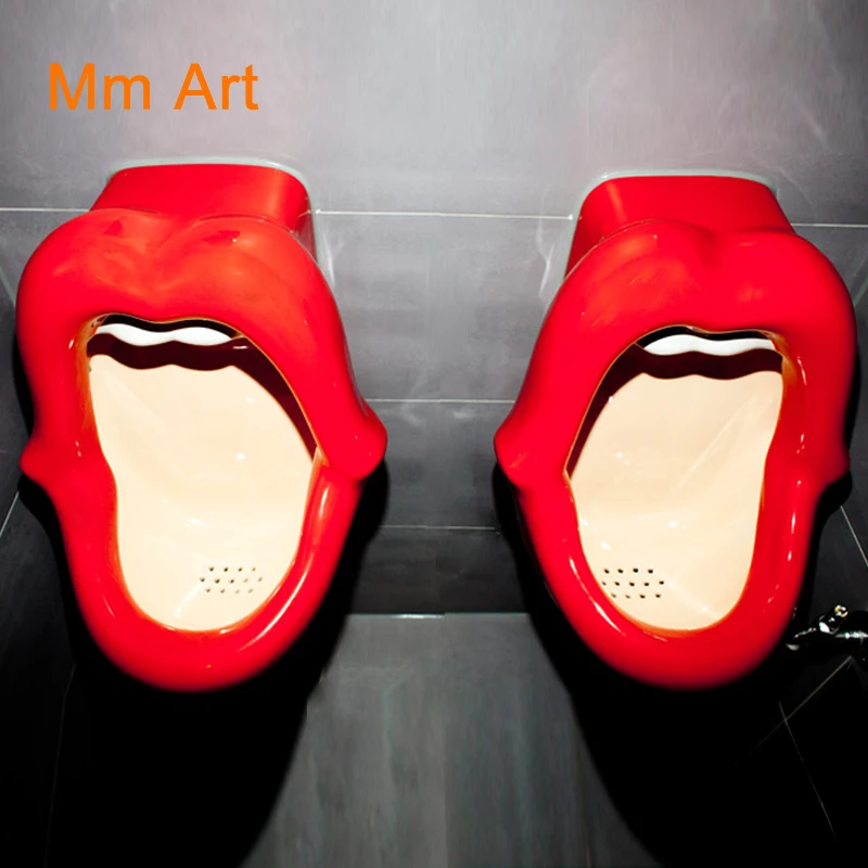 Red Lip Urinal Adult Wall Mounted Back Inlet Urine Devic For Salon