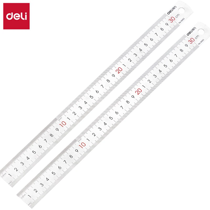 Deli Stainless Steel Ruler 15/20/30/50cm for Students And Woodworkers Straight Edge Measuring Tool for Drawing And Drafting