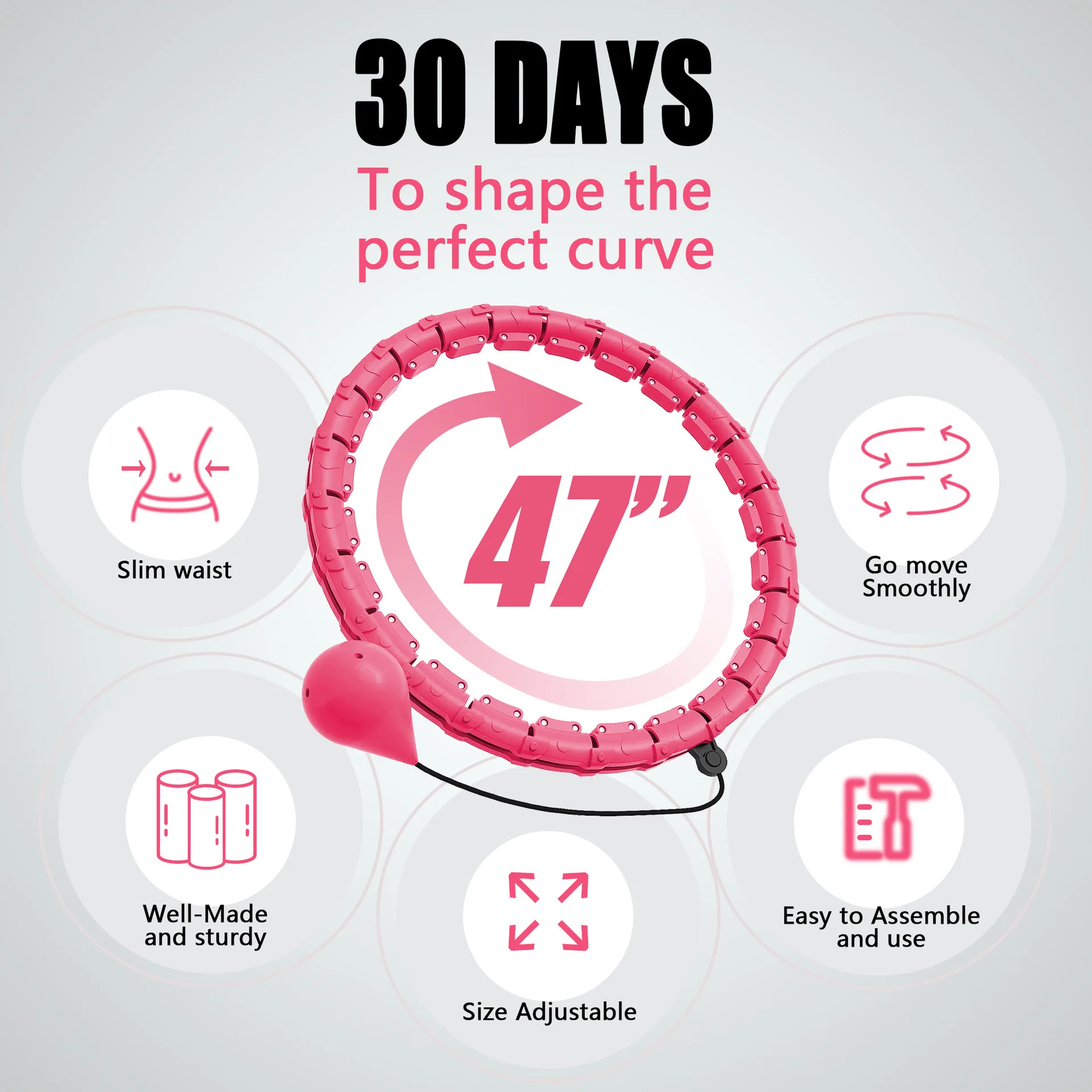 24 Sections Smart Sport Hoop Adjustable Thin Waist Massager Exercise Gym Circle Ring Fitness Equipment Waist Easy Weight Loss