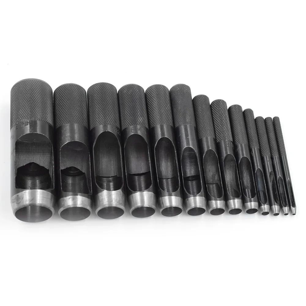 금속 고탄소강 라운드 홀 피어싱 아일렛 도구, 3mm-24mm DIY 수제 벨트, 가죽 펀치 커팅, 바느질 공예 패치 