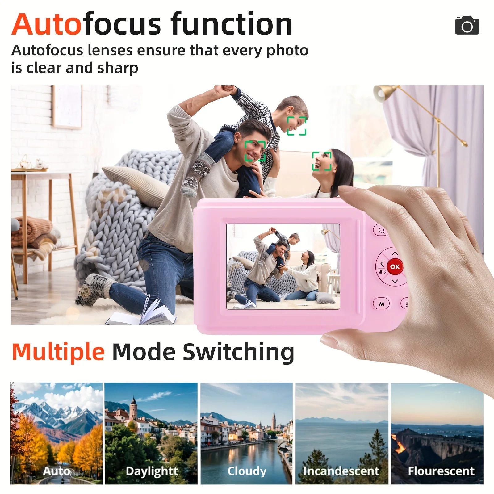 2.5K HD Digital Camera72 Megapixel 16x Digital Zoom Starter 2.4 '' AF Rechargeable Camera Mini Home Travel Portable Shooting
