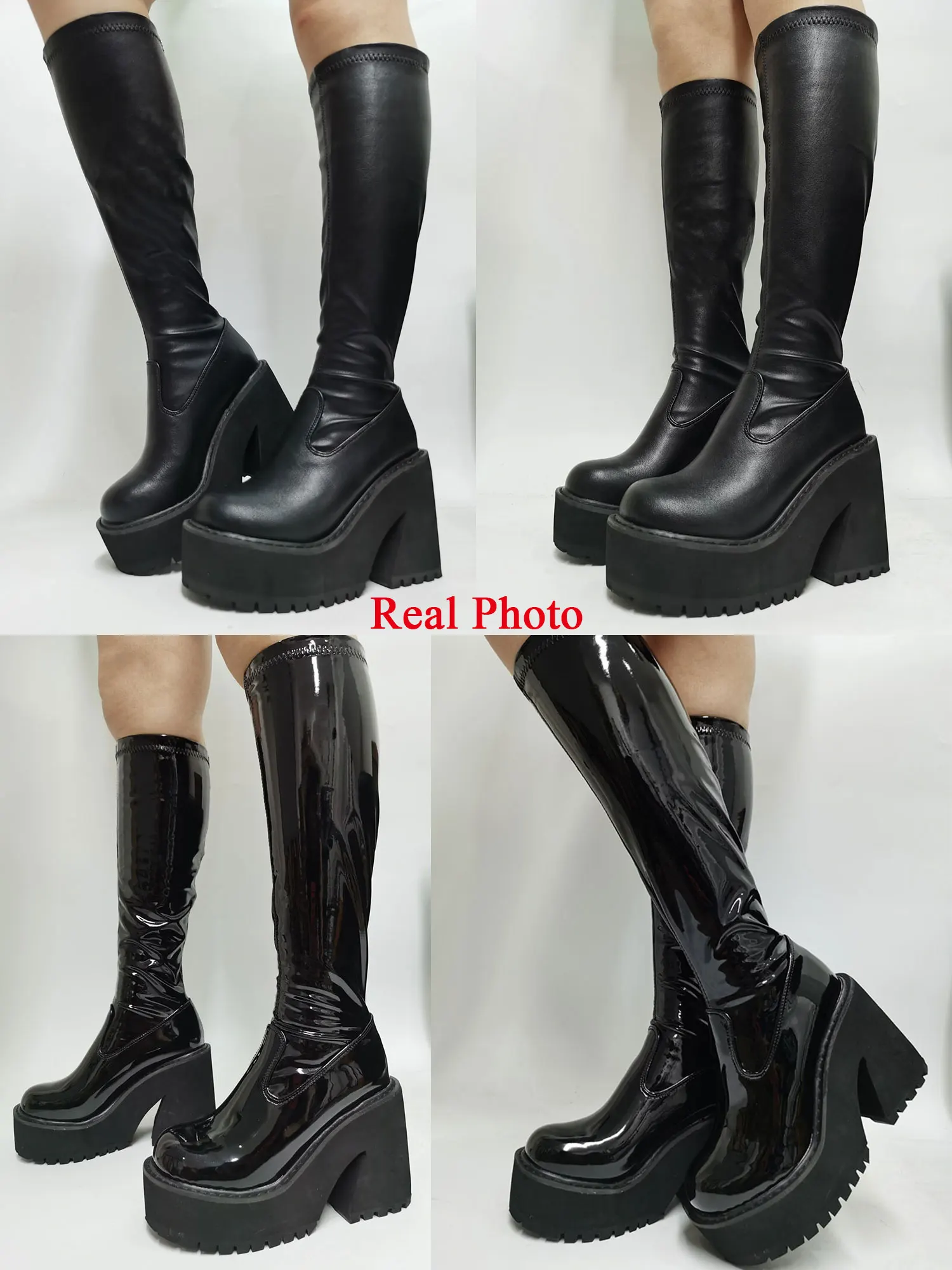 Platform Chunky High Heeled Women Knee High Boots Fashion Cool