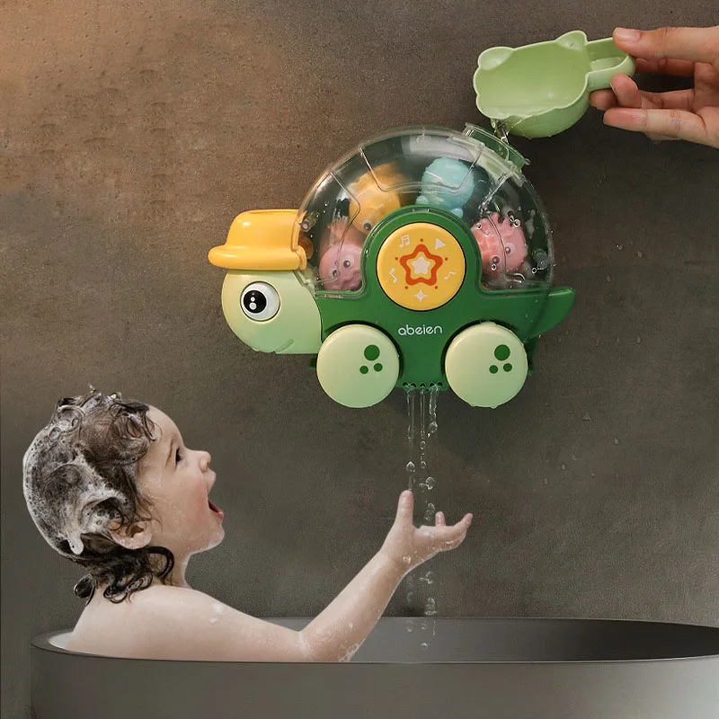 Kids Bath Toys for Baby 0-3 Years Old Girls Boys Tortoise Waterwheel with Suction Cup Bathroom Toys for Children Toddler 4