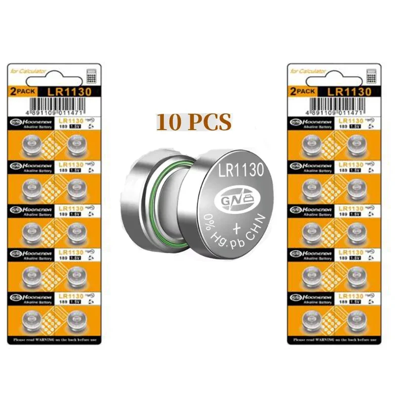 10PC/20PC 0%Hg 1.5V AG10 Button Cell Batteries LR1130 1130 389A LR54 L1131  Battery Replace SR1130 G10 SR626SW Watch Battery