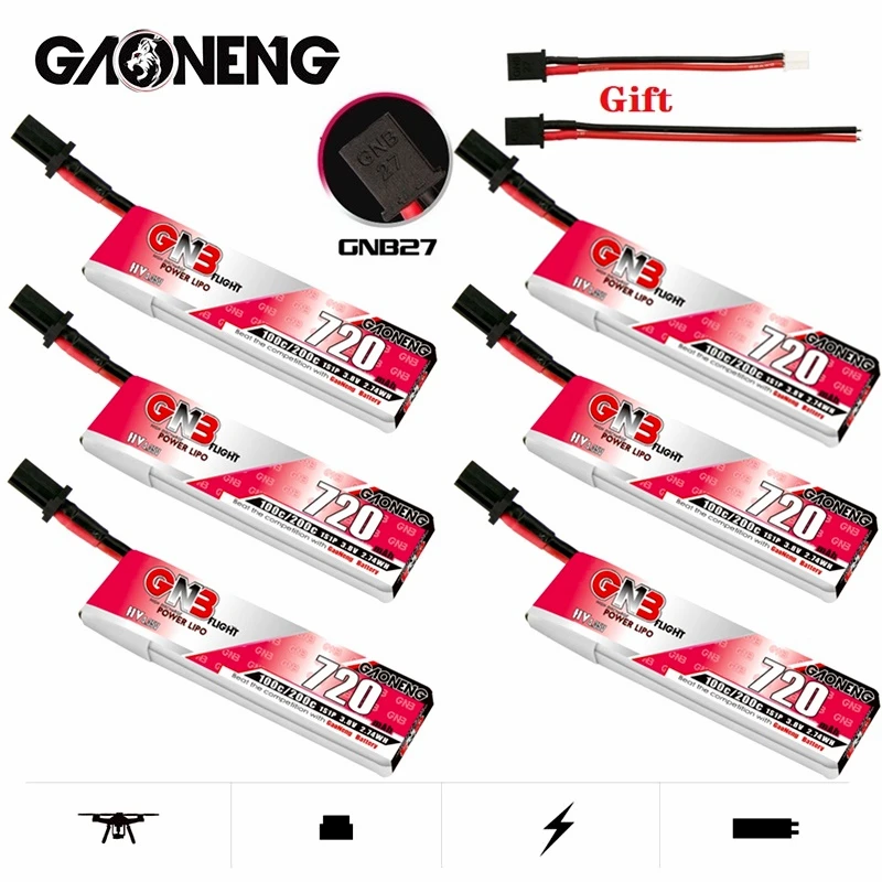 

6 шт. Max 200C 1S HV Lipo батарея 3,8 в 720 мАч GNB 3,8 в 720 мАч GNB27 разъем для квадрокоптера FPV дрона Tinywhoop рама радиоуправляемого дрона