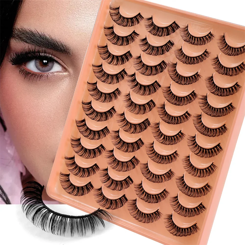 

20 Pairs Lashes DD Curl Russian False Eyelashes Mink Eyelashes Reusable 3D Fluffy False Lashes Eyelash Extension