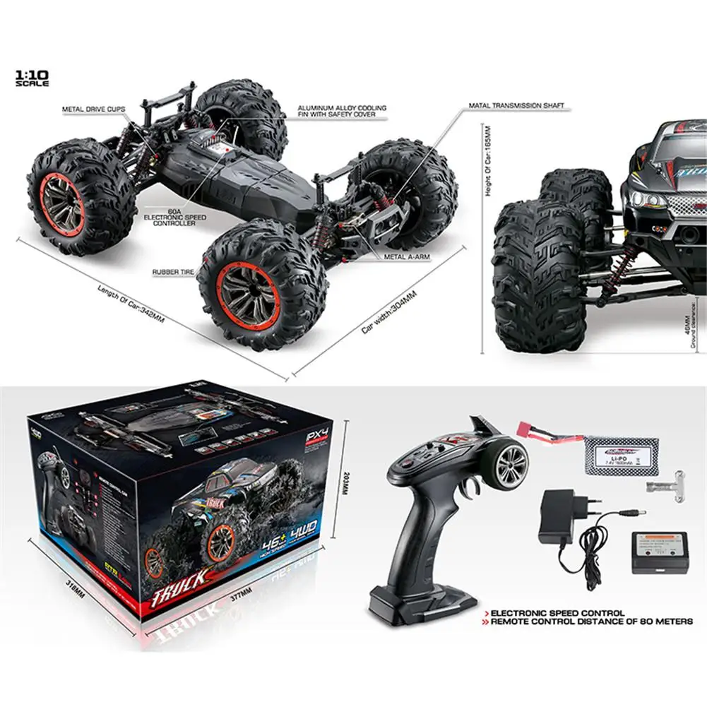 JTY Toys 1:10 RC ڵ ǲ  ε  IPX4  46 km/h ο     ڵ, 峭 ڵ