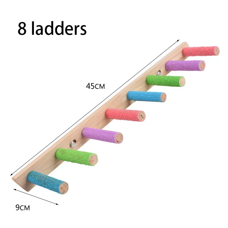 4/6/8 Steps Wood Bird Ladder Pet Interactive Ladder Parrot Grinding Claws and Teeth Funny Climbing Stick Toy Bird Accessories
